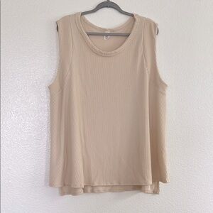 Beige ribbed oversized tank, size 1X